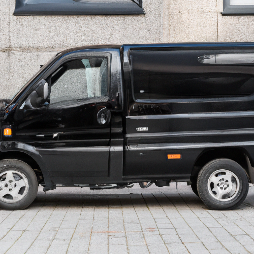 famous - Nissan NV parked in a busy urban area, stylish design, practical features, black color, comfortable interior