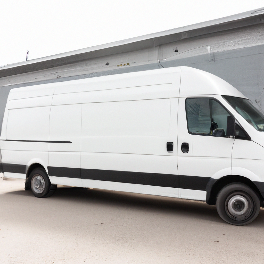 famous - Volkswagen Crafter parked in a loading dock, versatile design, practical features, white color, spacious cargo area
